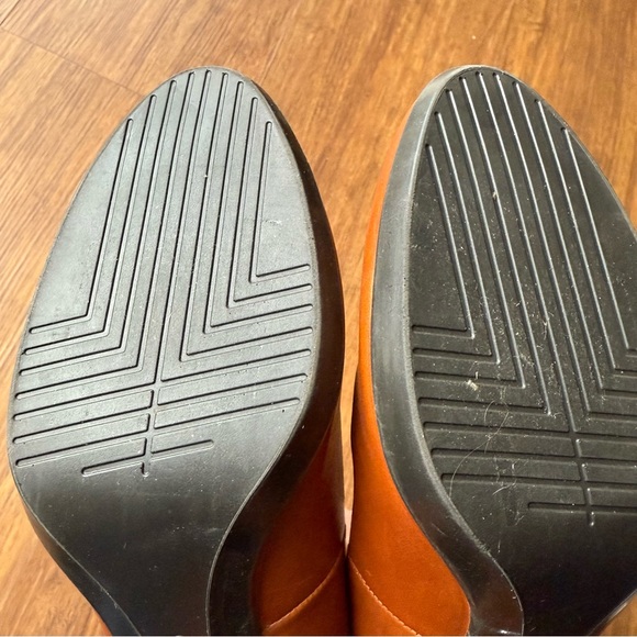 Ecco Heels Womens 38 US 7 Shape 55 Plateau Pump Amber Brown Leather Shoes Career - Picture 5 of 12